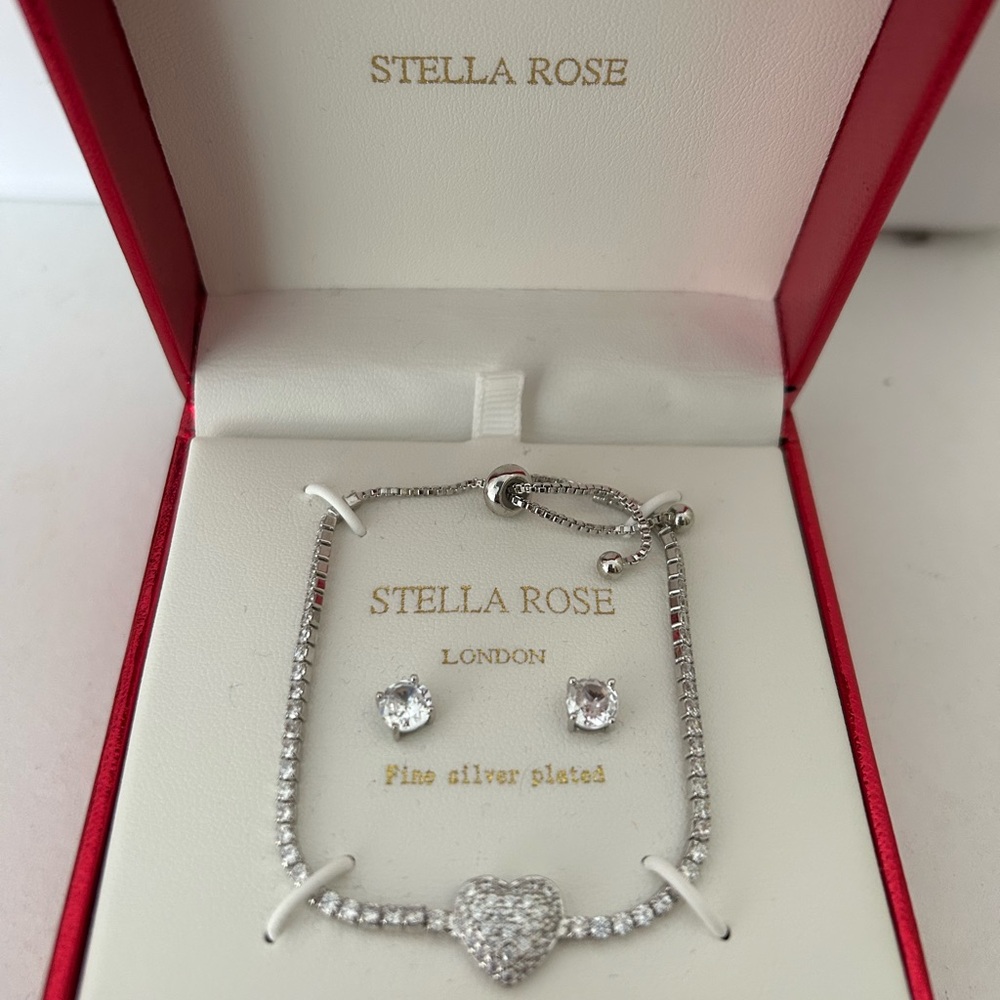 Stella rose bracelet and earrings set